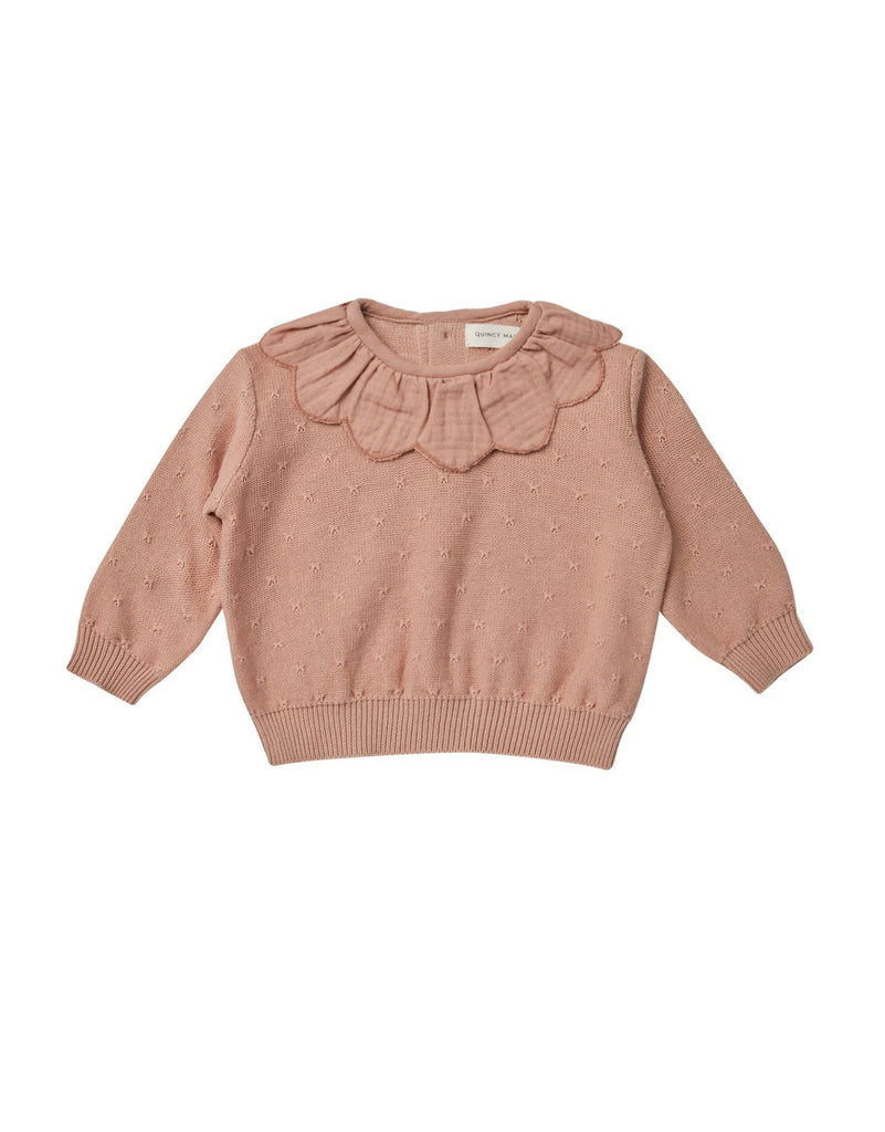 Quincy Mae boxy petal knit sweater | rose