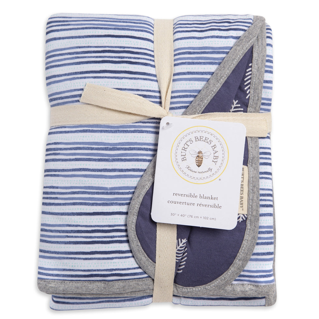 On the Road Stripe Organic Cotton Reversible Baby Blanket