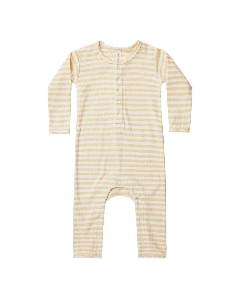 Quincy Mae ribbed baby jumpsuit | yellow stripe