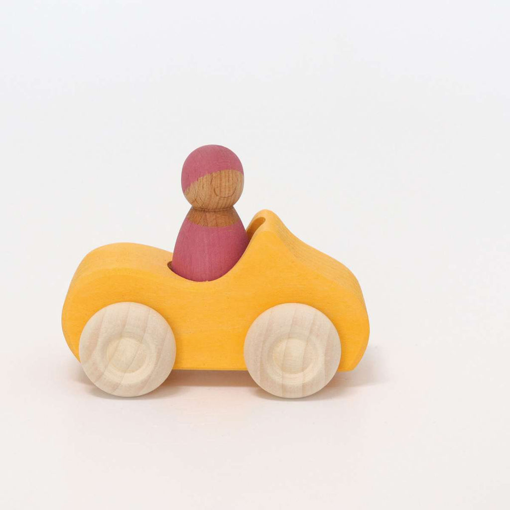 Wooden Toy Car - Small Convertible Yellow