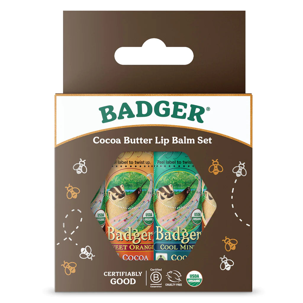 Badger Cocoa Butter Lip Balm Gift 4-Pack