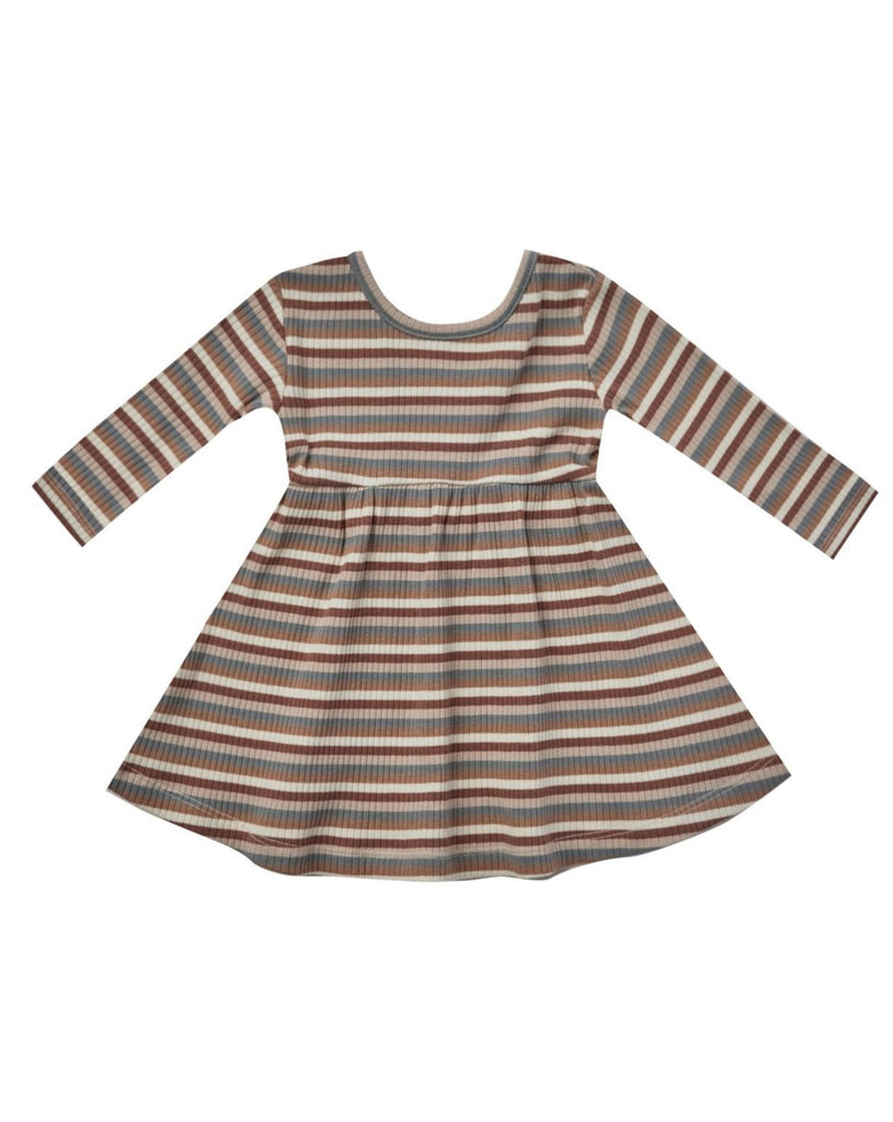 Quincy Mae Ribbed Long Sleeve Dress | Autumn Stripe