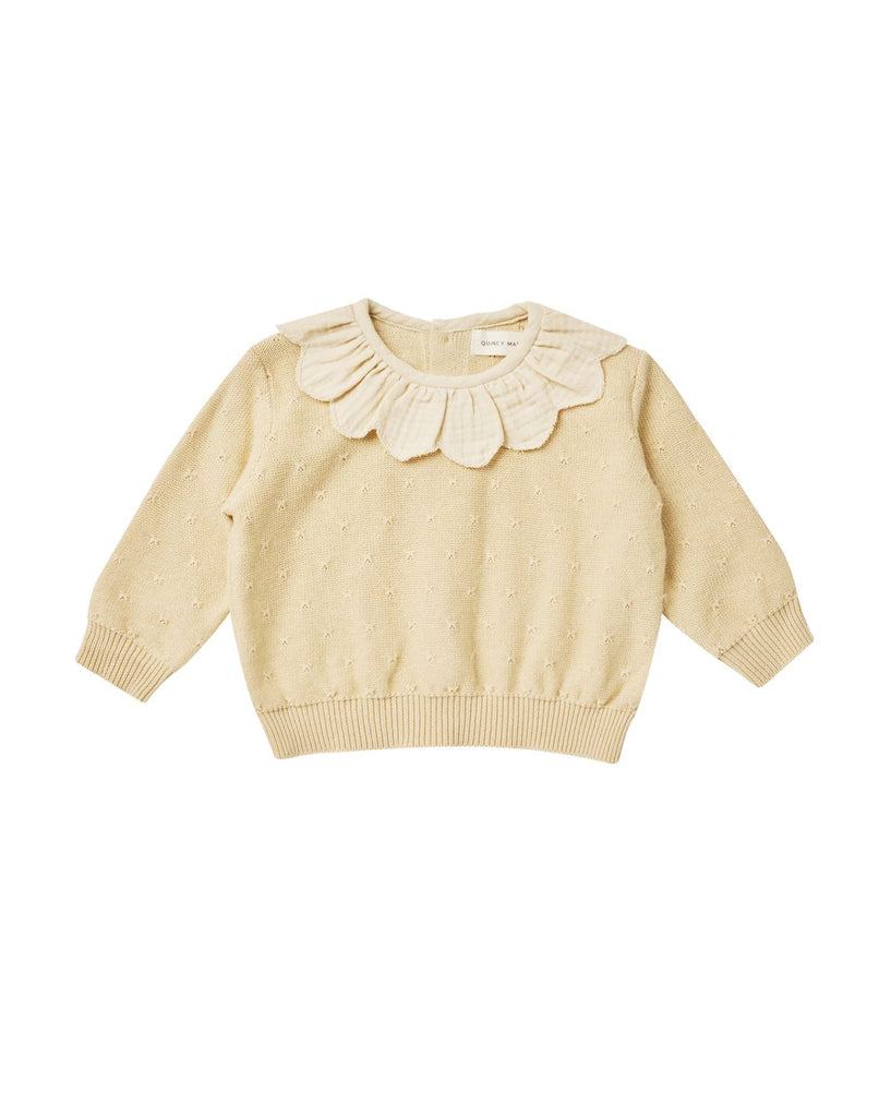 Quincy Mae boxy petal knit sweater | lemon