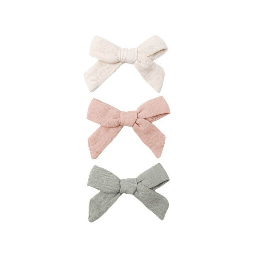 Bows with Clip, Set Of 3 || Natural, Fern, Rose