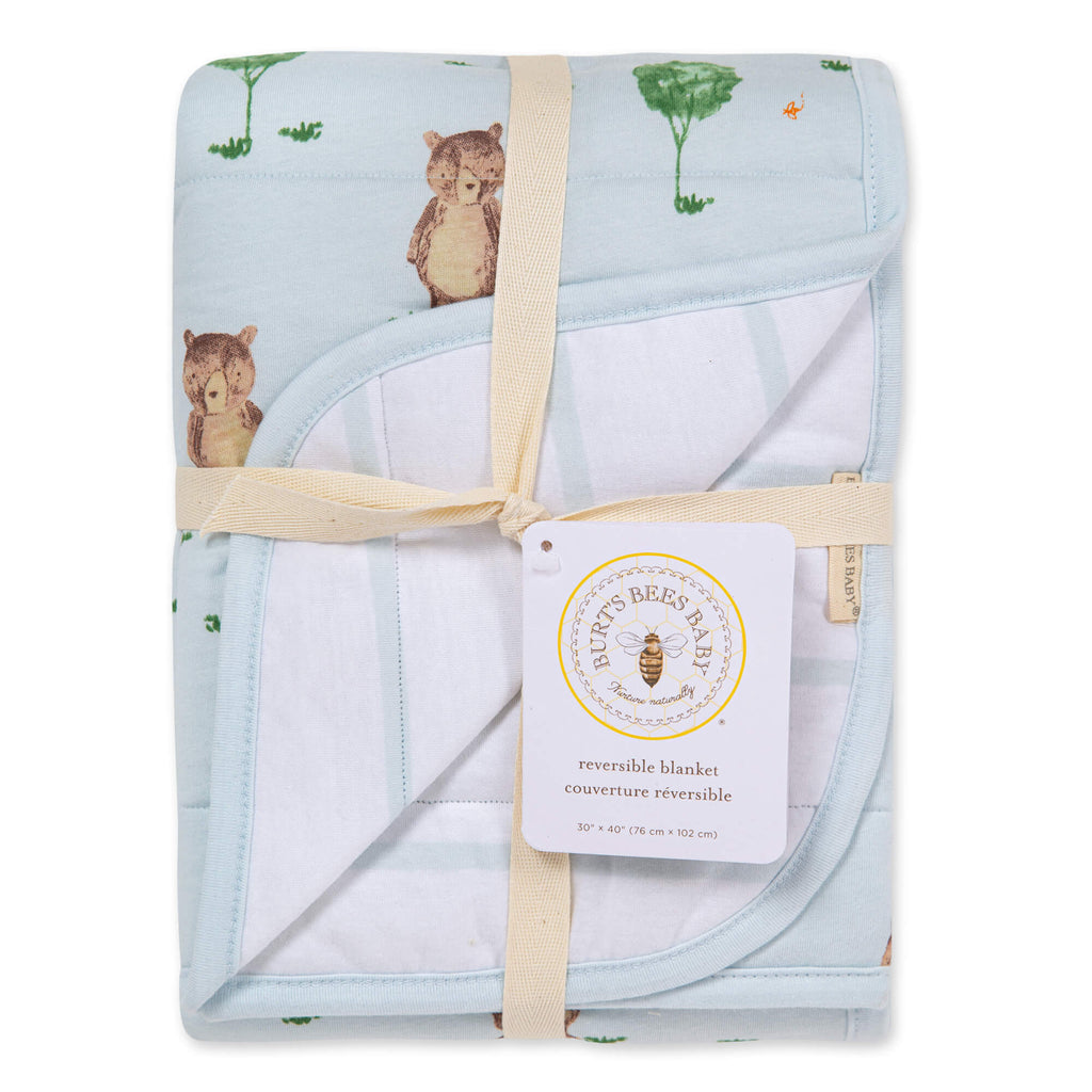 Storybook Bear Organic Cotton Reversible Baby Blanket