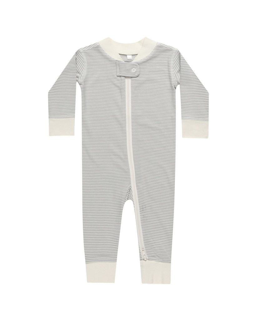 Zip Long Sleeve Sleeper | Blue Micro Stripe