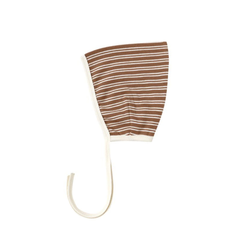 Ribbed Pixie Bonnet || Cedar Micro Stripe