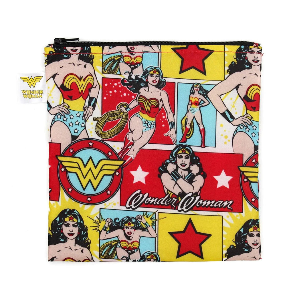 Batman & Wonder Woman Reusable Single Snack Bag, Large