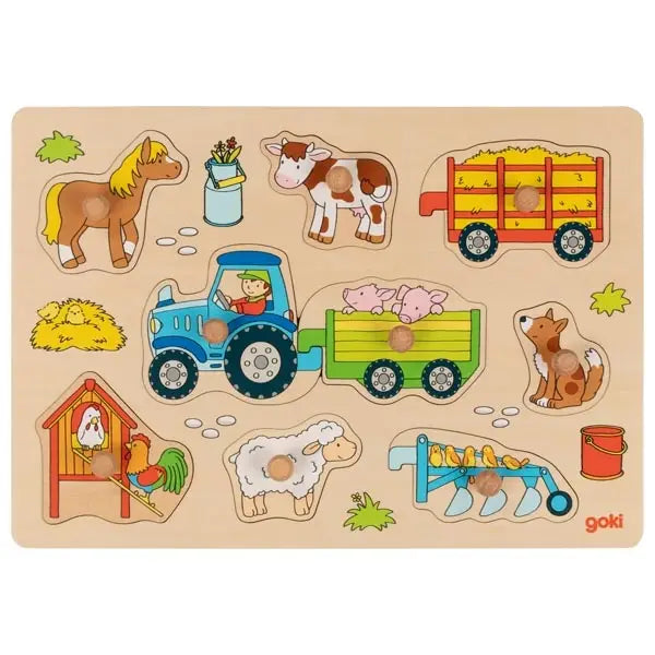 Goki Knob Puzzle - Tractor with Trailers – Sterling & Me