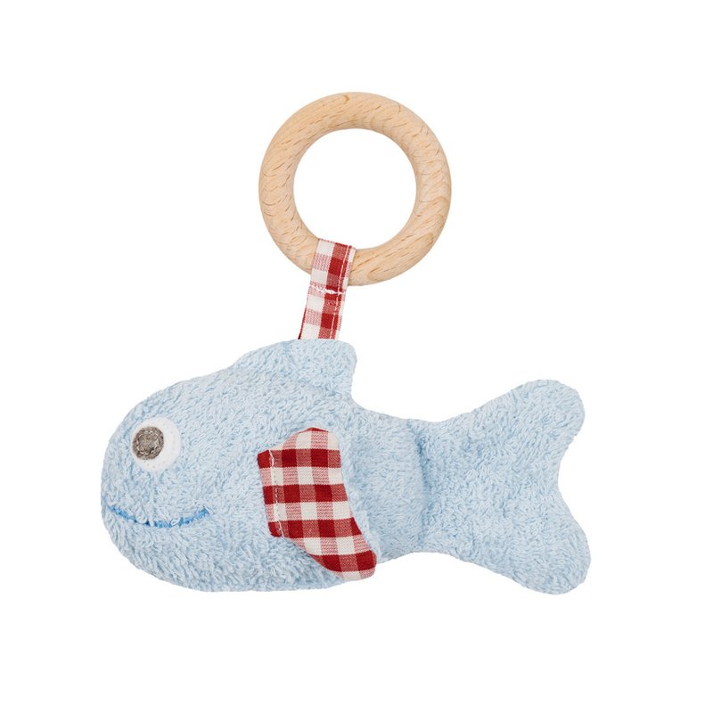 Efie Wooden Ring Rattle - Blue Fish