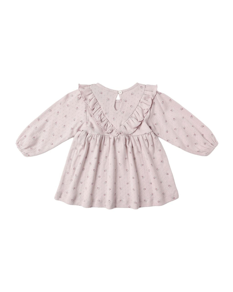 Long Sleeve Ruffle V Dress || Lilac Ditsy