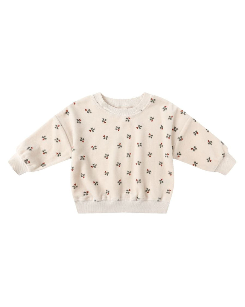 Velour Relaxed Sweatshirt || Holly Berry