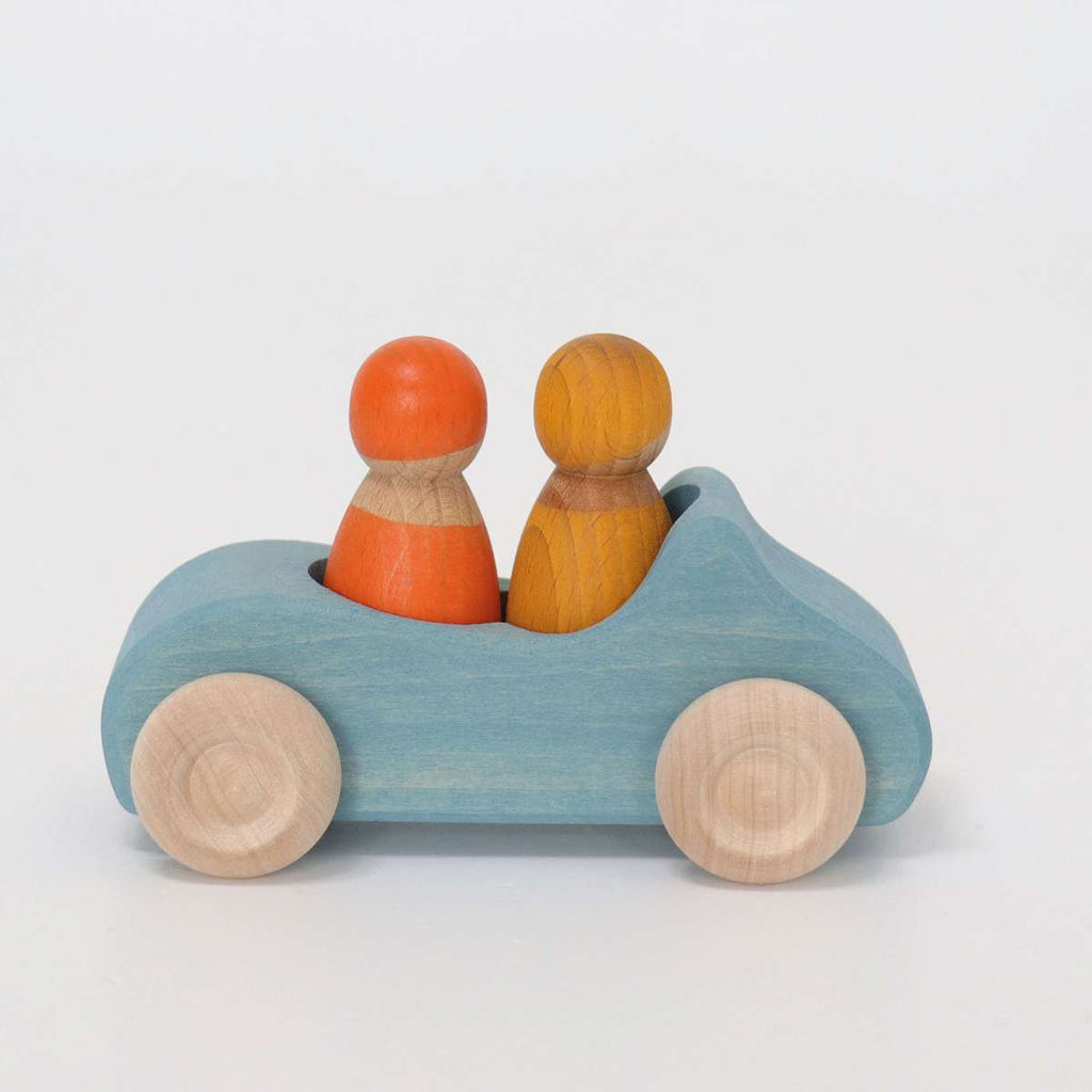 Wooden Toy Car - Large Convertible Blue