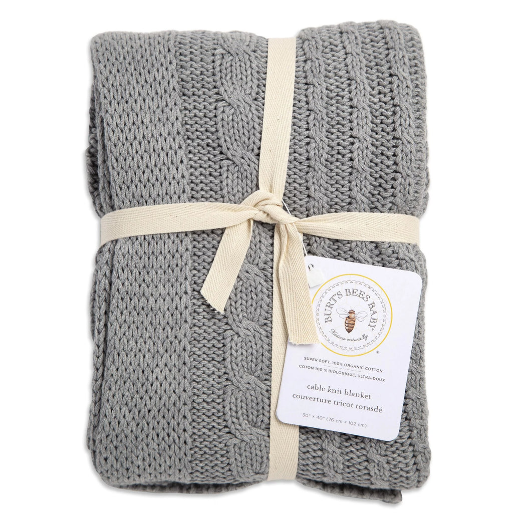 Cable Knit Organic Stroller Blanket - Grey