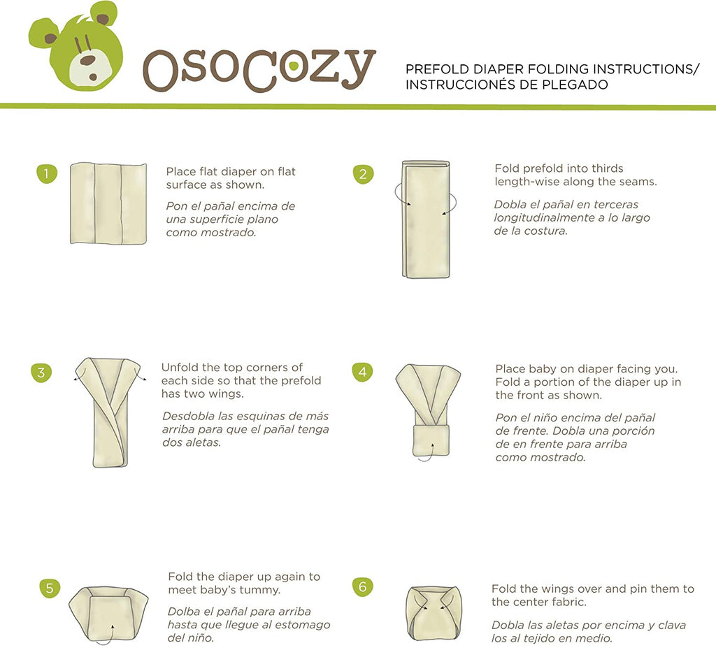 OsoCozy ORGANIC Cotton Prefolds - 6 Pack