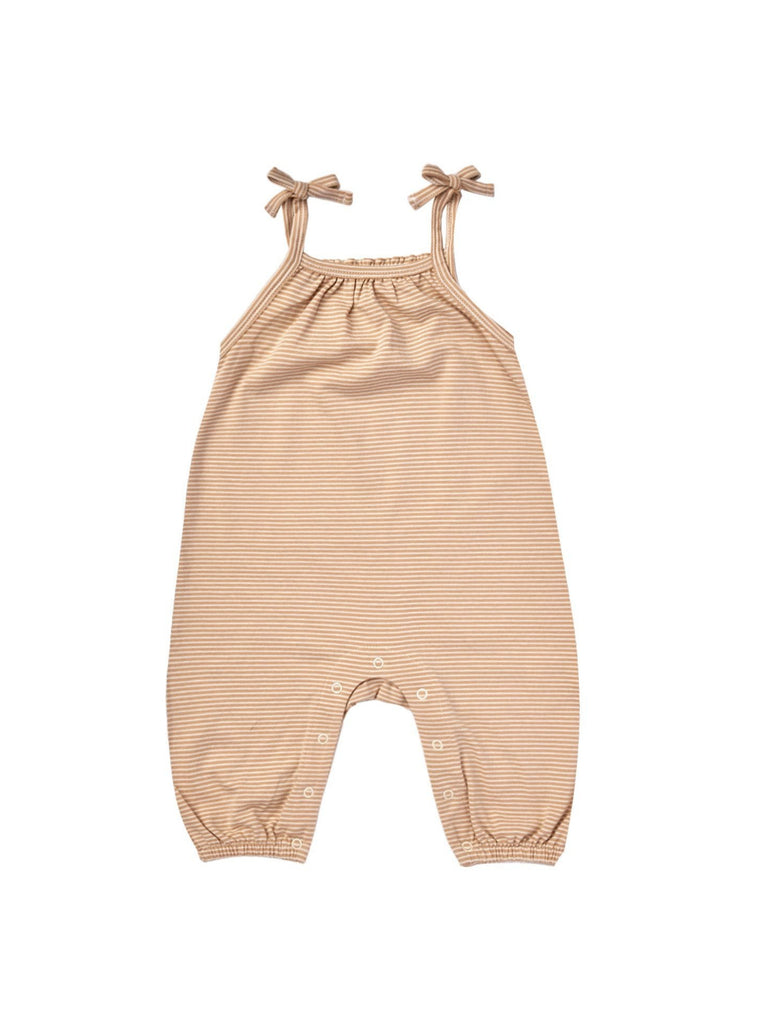 Quincy Mae smocked jumpsuit | apricot stripe