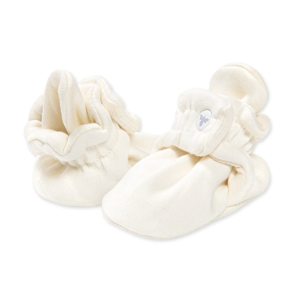 Solid Organic Cotton Baby Booties - Eggshell