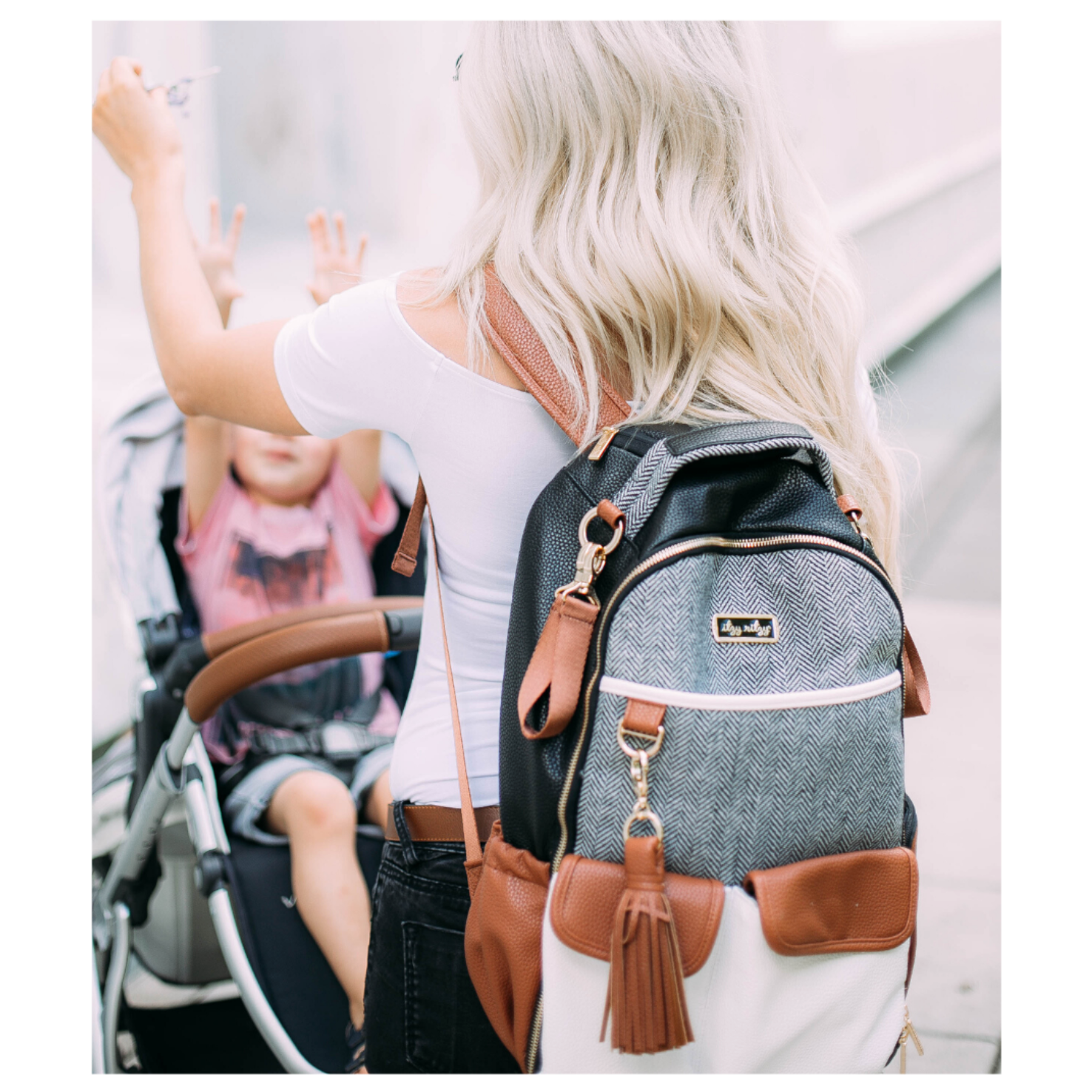 Itzy Ritzy Coffee Cream Boss Backpack Diaper Bag Sterling Me