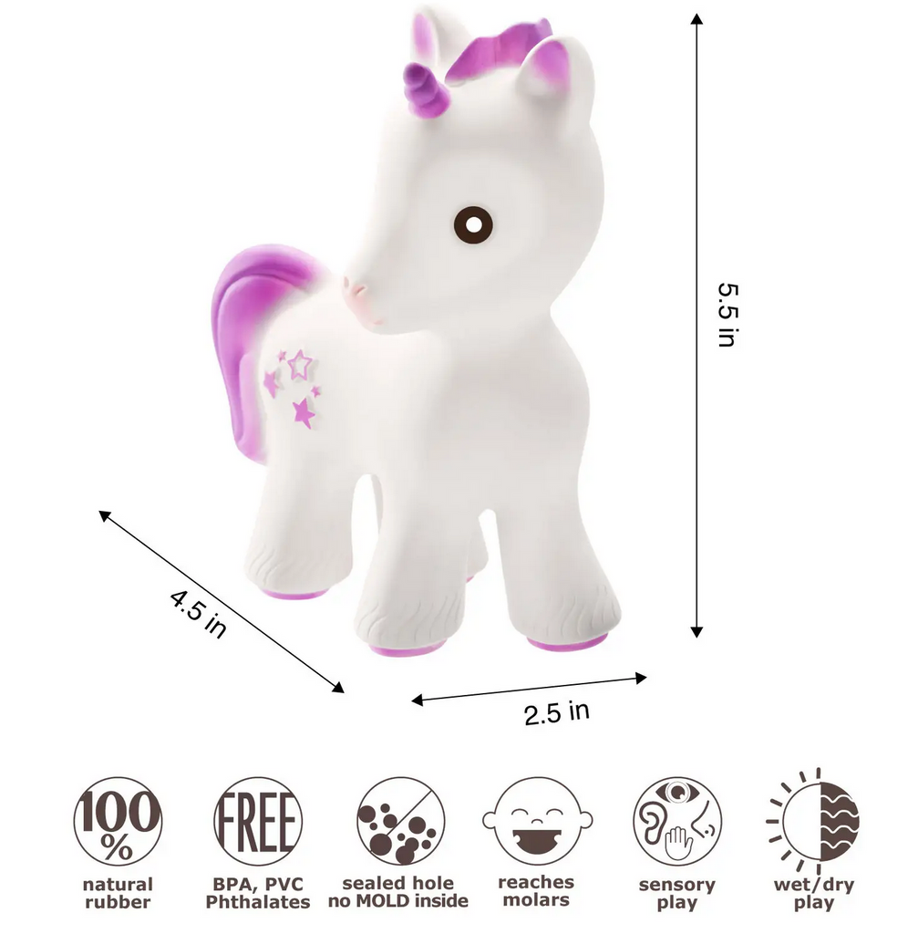 Mira the Unicorn Teether Lavender - 100% Natural Rubber
