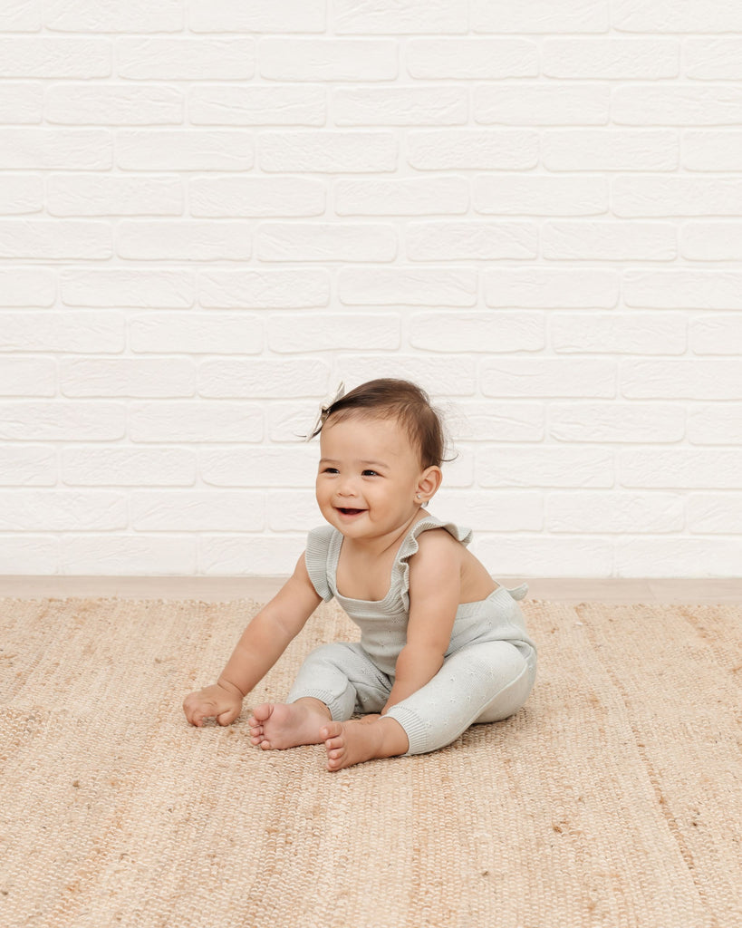 Quincy Mae Pointelle Knit Overalls | Sky