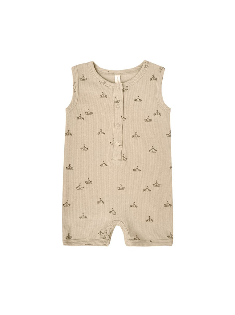 Quincy Mae ribbed henley romper | boats